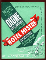 DIGNES-LES-BAINS (BASSES-ALPES) - HOTEL MISTRE - Publicités
