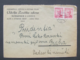 BRIEF Hodkovice Liberec - Praha A. Zoubek Hodinář Provisorium  /// P9516 - Briefe U. Dokumente
