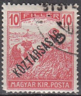 Ungheria, 1918/19 - 10f Harvesting Wheat, Overprinted - Nr.158 Usato° - Gebruikt