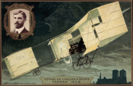 Gaufré CPA Voyage De Chalons A Reims, Farman 1908, Aviation - Andere & Zonder Classificatie