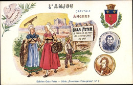 Blason Artiste CPA Angers, L'Anjou, Trachten, Reklame Gala Peter, Chevreul, David D'Angers - Costumes