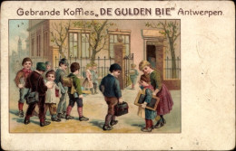 Lithographie Roasted Coffees De Gulden Bie, Antwerpen, Verwersrui - Publicité