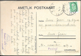 Estonia Peningi Municipal Government Official Postcard Mailed 1937. - Estland
