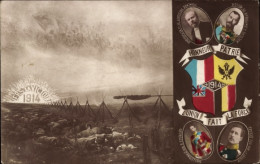 Blason CPA Poincaré, Zar Nikolaus, Georg V., Albert I., Union, Victoire, 1914 - Koninklijke Families