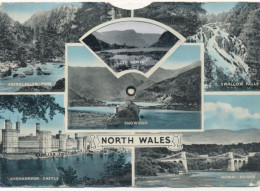 Mechanischer CPA Wales, Swallow Falls, Snowdon, Caernarvon Castle, Menai Bridge - Autres & Non Classés