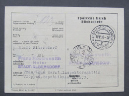 BRIEF Albrechtice Krnov Olbersdorf F.Rossmanith 1930 Rückschein  /// P9500 - Brieven En Documenten