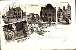 Lithographie Bremen, Rathaussaal, Marktplatz, 1894 - Andere & Zonder Classificatie