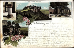 Lithographie Mont Sainte Odile Odilienberg Elsaß Bas Rhin, Chapelle, Église Du Couvent, Rochers - Sonstige & Ohne Zuordnung