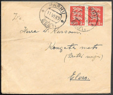Estonia Paernu Cover Mailed To Elva 1930. 2x 5s Leopards Stamps - Estonia