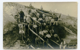 Groupe D'ouvriers Entrée De Mine Carte Photo - Bergbau