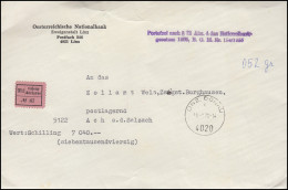 Österreichische Nationalbank Portofreier Versiegelter Wertbrief LINZ 21.9.1978 - Autres & Non Classés