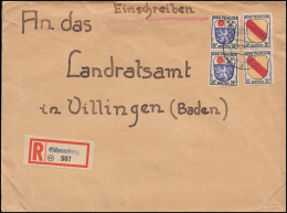9+10 Wappen Zweimal 24+30 Pf. MiF R-Brief Not-R-Zettel Schramberg 20.1.1947 - R- & V- Vignetten