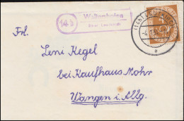 Landpost 14b Waltershofen über Leutkirch 4.1.54 Auf Damenbrief - Other & Unclassified