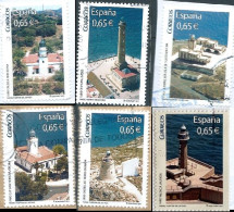 ESPAGNE SPANIEN SPAIN ESPAÑA  2011 FROM M/S LIGTHOUSES FAROS SET 6V USED  ED 4646A-G  YT 4302-07 MI 4597-602 SC 3787A-F - Used Stamps