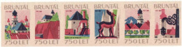 Czech Republic, 6 X Matchbox Labels, 750 Years Of The City Of Bruntál, Uhlirsky Vrch - Cajas De Cerillas - Etiquetas