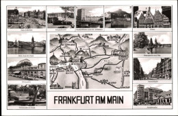 CPA Frankfurt Am Main, Römer, Bahnhofplatz, Festhalle, Hauptwache, Landkarte, Brücke, Teilansichten - Autres & Non Classés