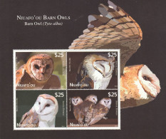 Niuafo'ou 2012 - Fauna , Birds , Owls , Block 4 Values , Perforated , MNH,Mi.Bl.44 - Tonga (1970-...)