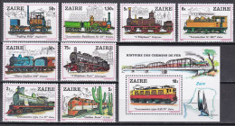 Kongo Zaire 1980 - Mi.Nr. 622 - 629 + Block 31 - Postfrisch MNH - Eisenbahnen Railways Lokomotiven Locomotives - Trains