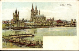 Lithographie Köln Am Rhein, Dom, Schiffe - Autres & Non Classés
