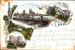 Lithographie Köln Am Rhein, Blick Von Der Schiffbrücke, Mariensäule, Hahnen Tor, Wallraf Richartz Museum - Autres & Non Classés
