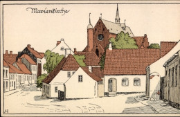 Lithographie CPA Haderslev Hadersleben Dänemark, Marienkirche - Denemarken