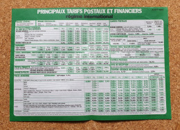 Principaux Tarifs Postaux Et Financiers La Poste France Août 1985 - Documentos Del Correo
