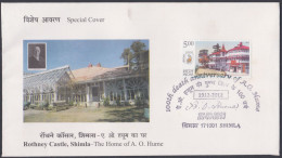 Inde India 2013 Special Cover Rothney Castle, A.O. Hume, British Architecture, Pictorial Postmark - Cartas & Documentos