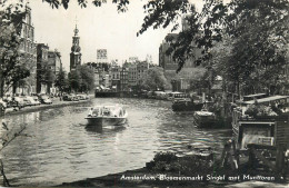 Postcard Netherlands Amsterdam Bloemenmarkt Singel Met Munttoren - Amsterdam