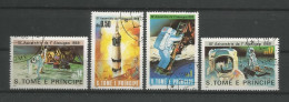 St Tome E Principe 1980 Space 10th Anniv. 1st Man On The Moon  Y.T. 594/597 (0) - Sao Tome And Principe
