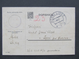 KARTE Horní Lideč - Lysá Pod Makytou 1933 Slovensko Matriční Portofrei  /// P9486 - Cartas & Documentos