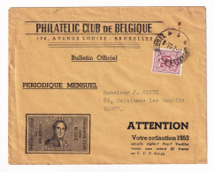 Lettre 1953 Philatelic Club De Belgique Bruxelles Philatélie Philately - Brieven En Documenten