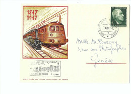 32592 -  Tag Der Briefmarke Journée Du Timbre 1947 Cent Ans De Chemin De Fer 1847-1947 Cachet Spécial UPG - Gebraucht