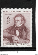 AUTRICHE 1978 Schubert, Compositeur  Yvert 1419, Michel 1590 NEUF** MNH Cote 2,20 Euros - Ongebruikt