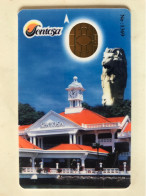 RARE  GEMPLUS   AND   BEAUTIFUL  SINGAPORE CASH CARD   SENTOSA  LION STATUE   MINT - Vervallen Bankkaarten