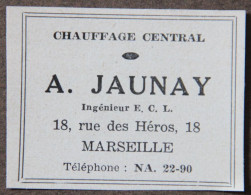Publicité : Chauffage Central A. Jaunay, à Marseille, 1951 - Pubblicitari