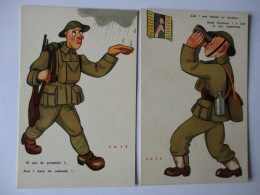2 Cpa..militaria..illustrateur Cass..ciel Une Femme En Chemise/lady In Her Nightdress..pas De Parapluie.. - Guerre 1939-45