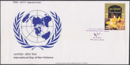 Inde India 2012 Special Cover International Day Of Non-Violence, Bird, Birds, World Map, Pictorial Postmark - Lettres & Documents