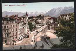 AK Lausanne, Le Grand Pont, Strassenbahn  - Tramways