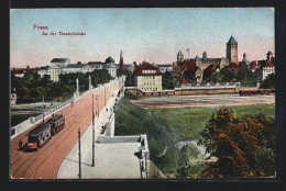 AK Posen, Theaterbrücke Mit Strassenbahn  - Tramways
