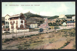 AK Barcelona, Strassenbahn, Gran Avenida Del Tibidabo  - Tramways
