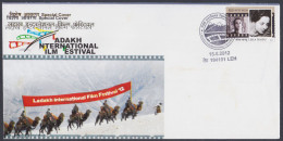 Inde India 2012 Special Cover Leh Ladakh International Film Festival, Camel, Cinema, Movies, Mountain Pictorial Postmark - Cartas & Documentos
