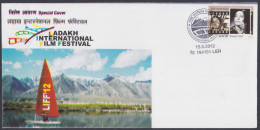 Inde India 2012 Special Cover Leh Ladakh International Film Festival, Sail Boat, Cinema, Mountain, Pictorial Postmark - Brieven En Documenten
