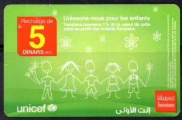 Cartes De Recharge -UNICEF -Tunisiana-2 Images (Recto-Verso) -2 Scans - Tunisia