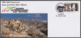 Inde India 2012 Special Cover Leh Ladakh International Film Festival, Monastery, Cinema, Mountain, Pictorial Postmark - Lettres & Documents