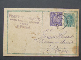 GANZSACHE Plánice - Plzeň 4.1.1919 Fr.V. Hanzlík Koloniál  /// P9440 - Covers & Documents