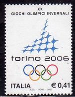 ITALIA REPUBBLICA ITALY REPUBLIC 2002 GIOCHI OLIMPICI INVERNALI WINTER OLYPIC GAMES TORINO 2006 € 0,41 MNH - 2001-10:  Nuovi