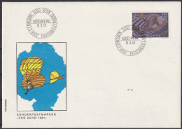 Schweiz: 1981, Blanko- Umschlag In EF, Mi. Nr. 1196, Pro Aero: 50 J. Luftverkehrsgesellschaft, ESoStpl. BERN - First Flight Covers