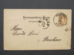 GANZSACHE Plzeň - Buchau Bochov 1889 // P9420 - Briefe U. Dokumente