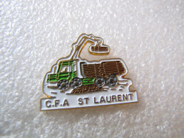 RARE PIN'S   ENGINS DE CHANTIER GRUMIER CHARGEUR   C.F.A. SAINT LAURENT - Trasporti