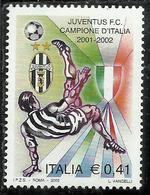 ITALIA REPUBBLIC ITALY REPUBLIC 2002 LO SCUDETTO ALLA JUVENTUS CAMPIONE DI CALCIO CAMPIONE €0,41 MNH - 2001-10:  Nuovi